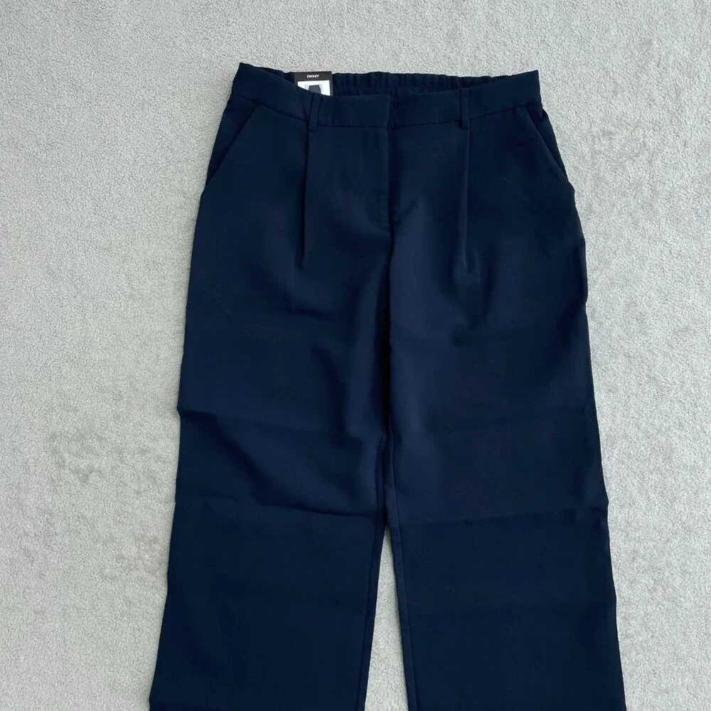 DKNY Womens Navy Blue Wide-Leg Trousers Size 8  L1146 - Picture 4 of 11